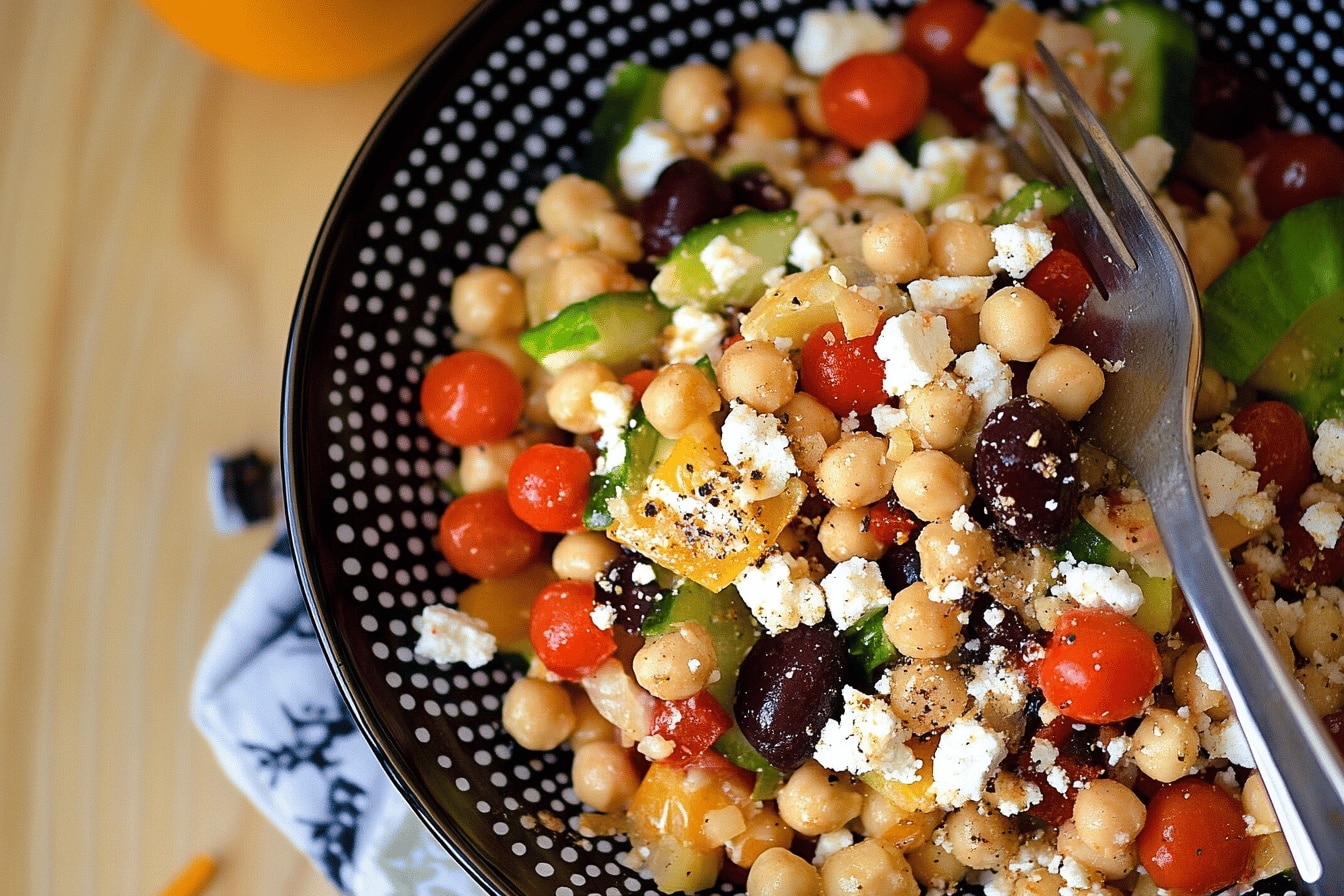 Salade grecque épicée aux pois chiches : une recette simple et délicieuse