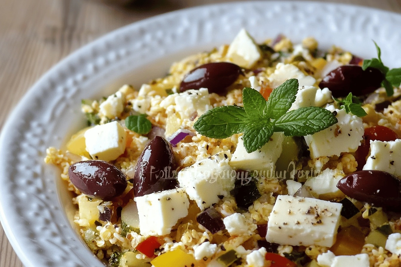 Salade méditerranéenne de boulgour et feta délicieuse