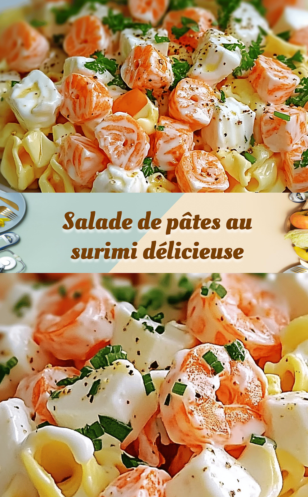 Salade de pâtes au surimi délicieuse