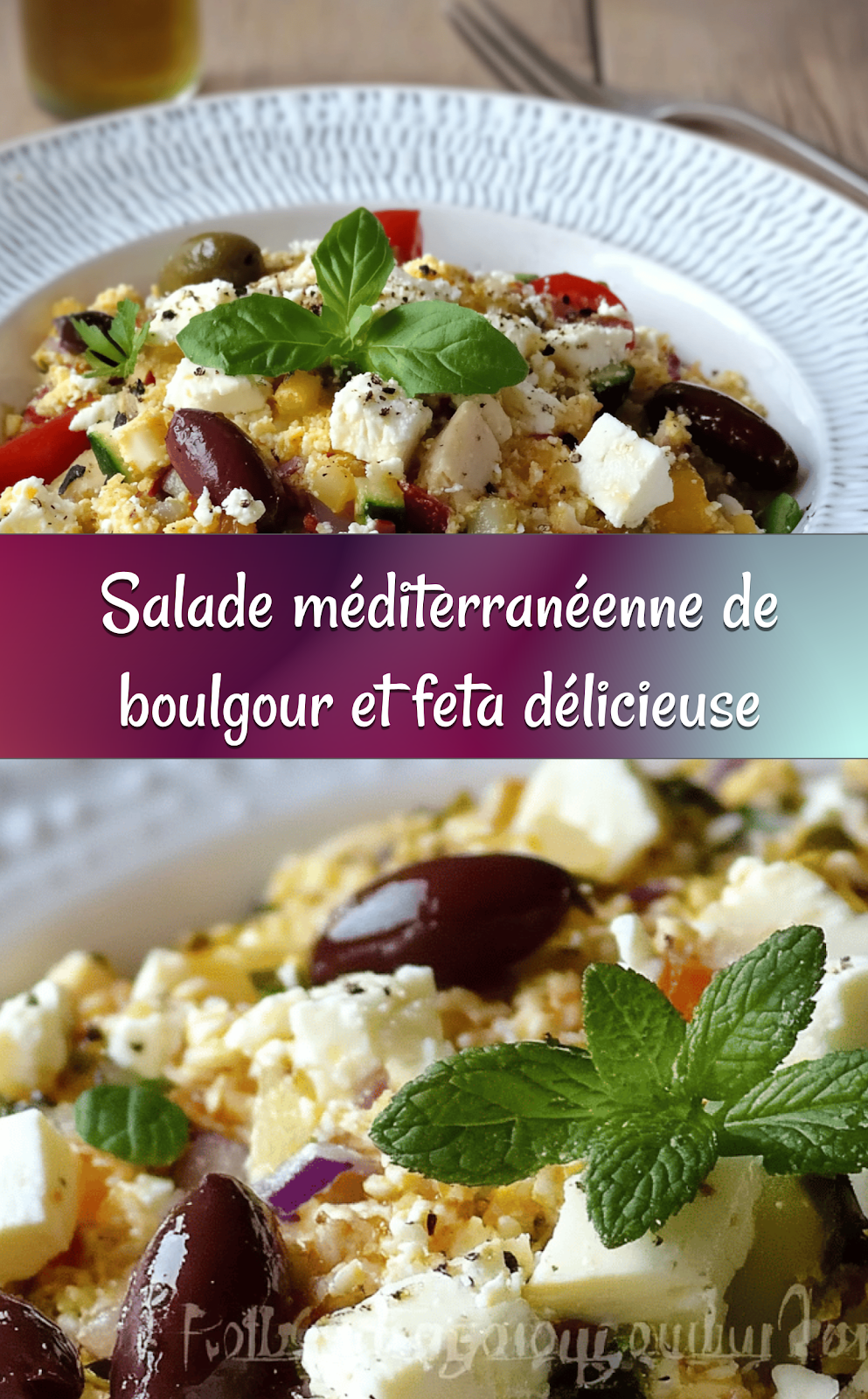Salade méditerranéenne de boulgour et feta délicieuse