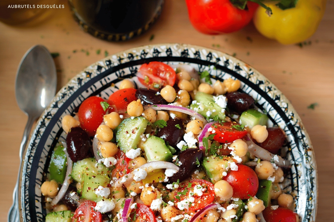 Salade de Pois chiche à la Grecque pimentée