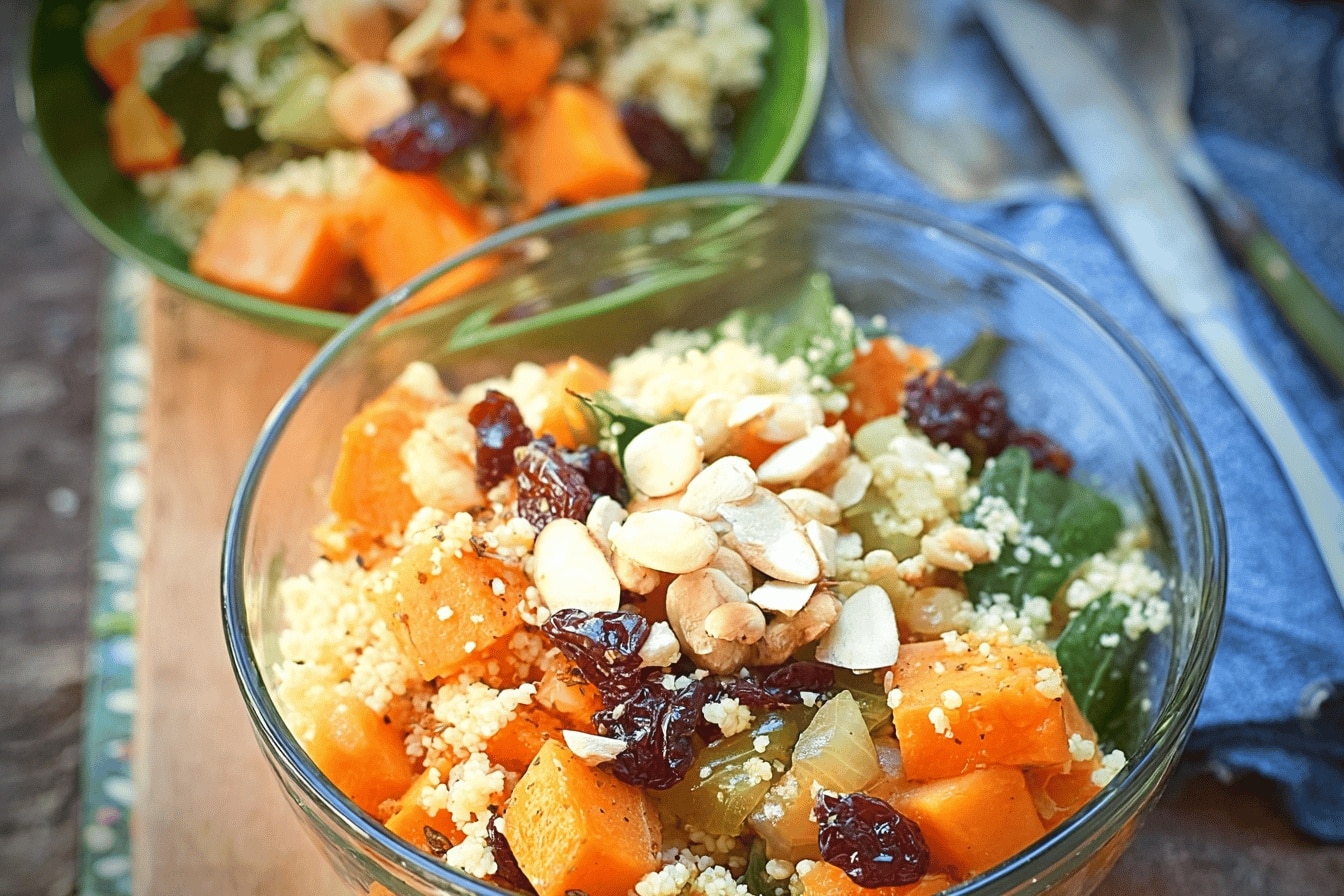Salade de millet et patate douce rôtie