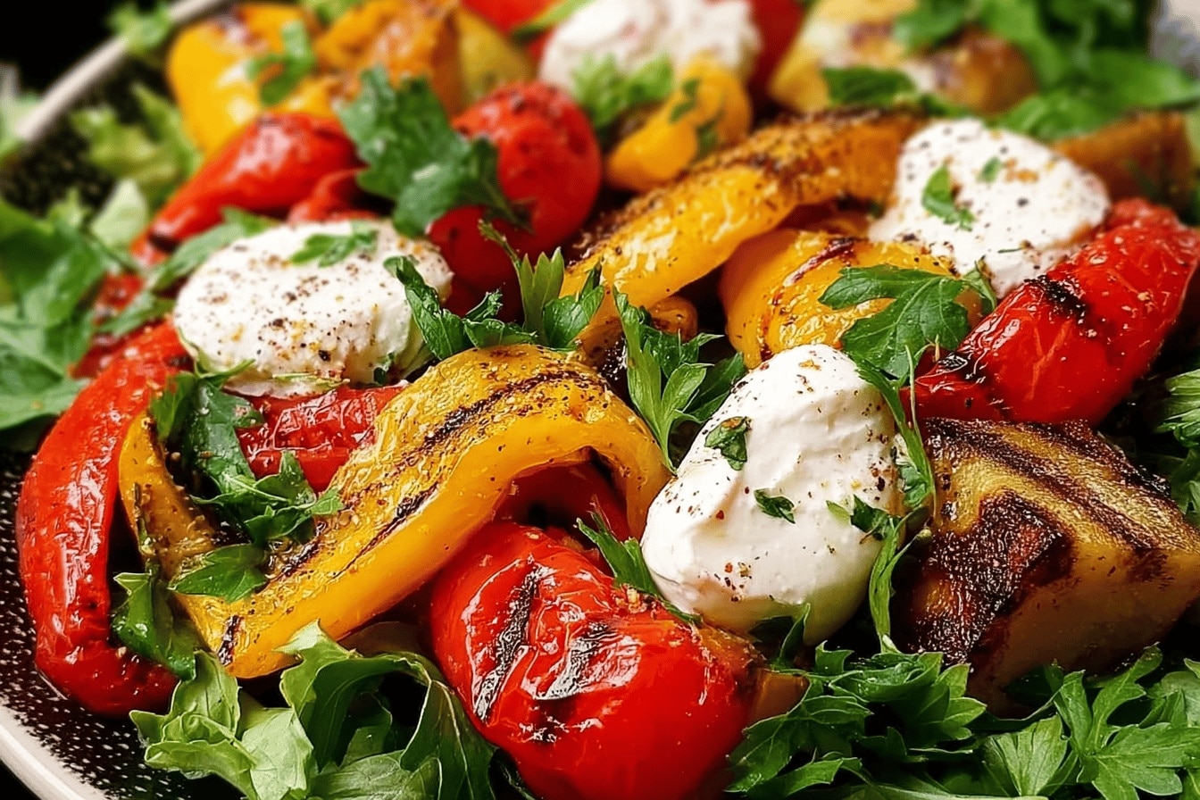 Salade de poivrons grillés à la burrata