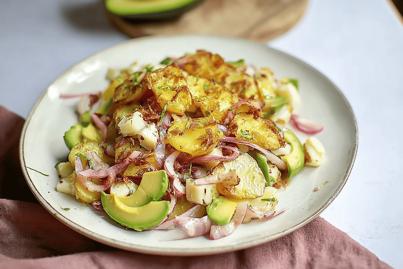 Salade de pommes de terre croustillantes et avocat