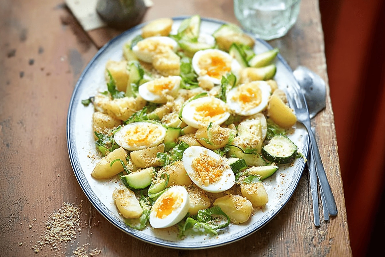 Salade de pommes de terre et courgettes aux oeufs