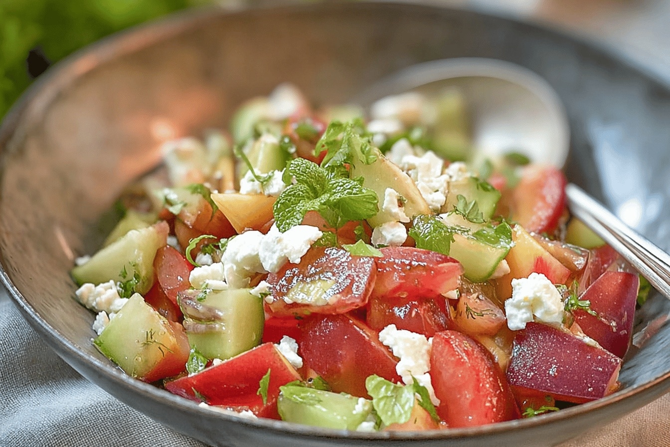 Salade de tomate et nectarine à la feta