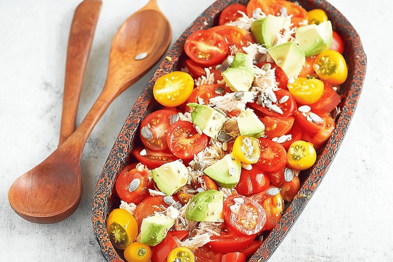 Salade de tomates au thon et avocat
