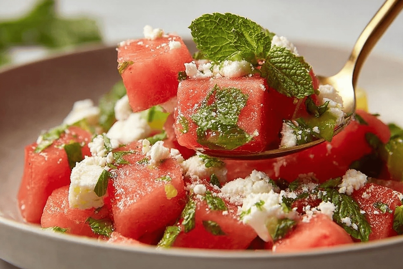 Salade pastèque feta menthe fraîche