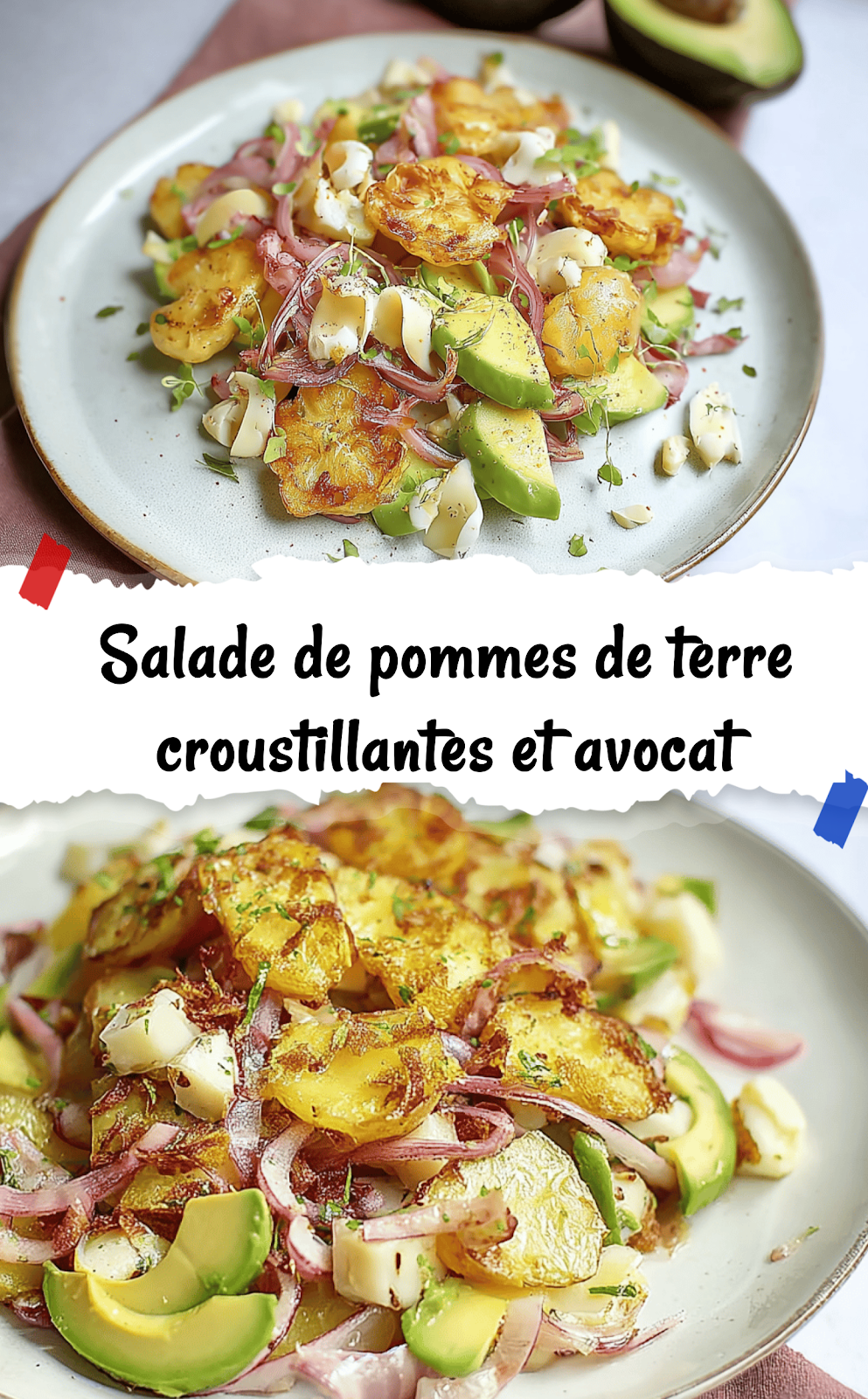 Salade de pommes de terre croustillantes et avocat