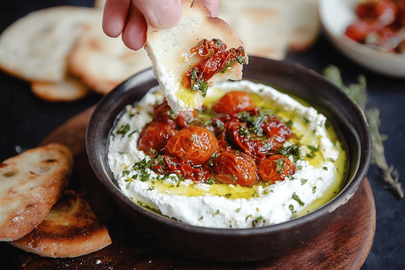 Dip de feta et tomates rôties – Recette facile, rapide et 5 étoiles pour toute la famille