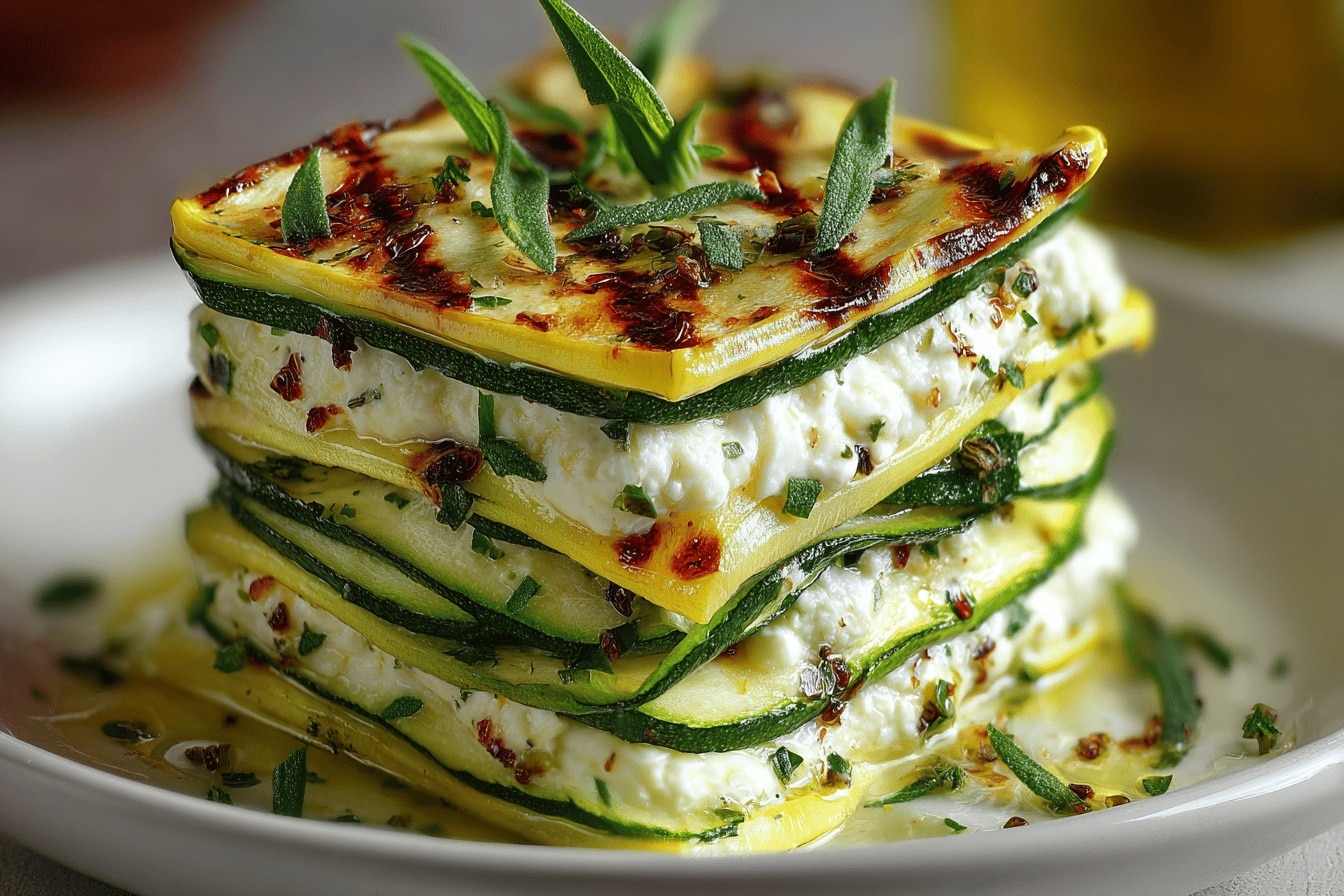 Millefeuille de Courgettes Grillées : L’élégance fraîche à l’assiette