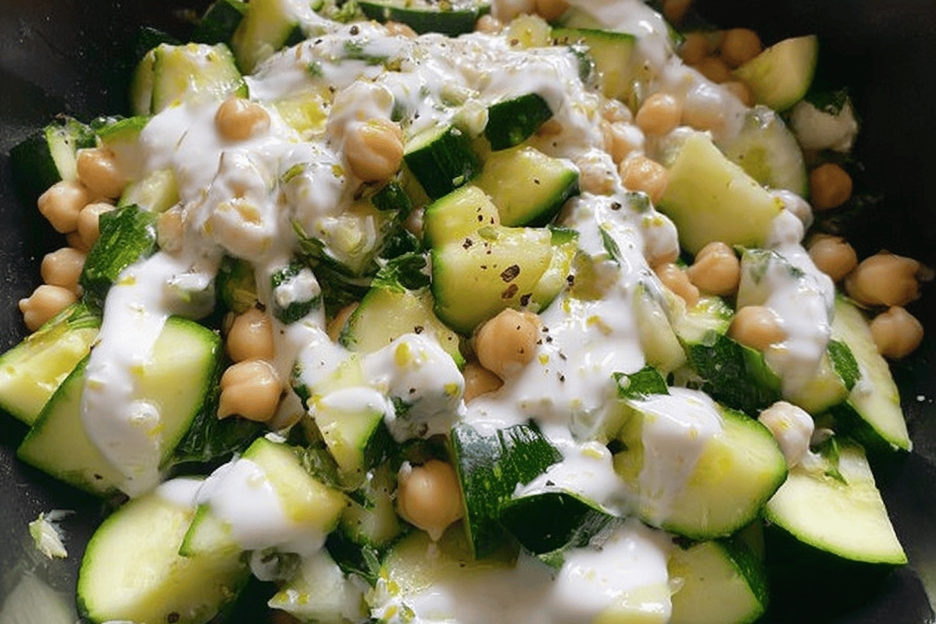 Salade de courgettes et pois chiches extra-fraîche