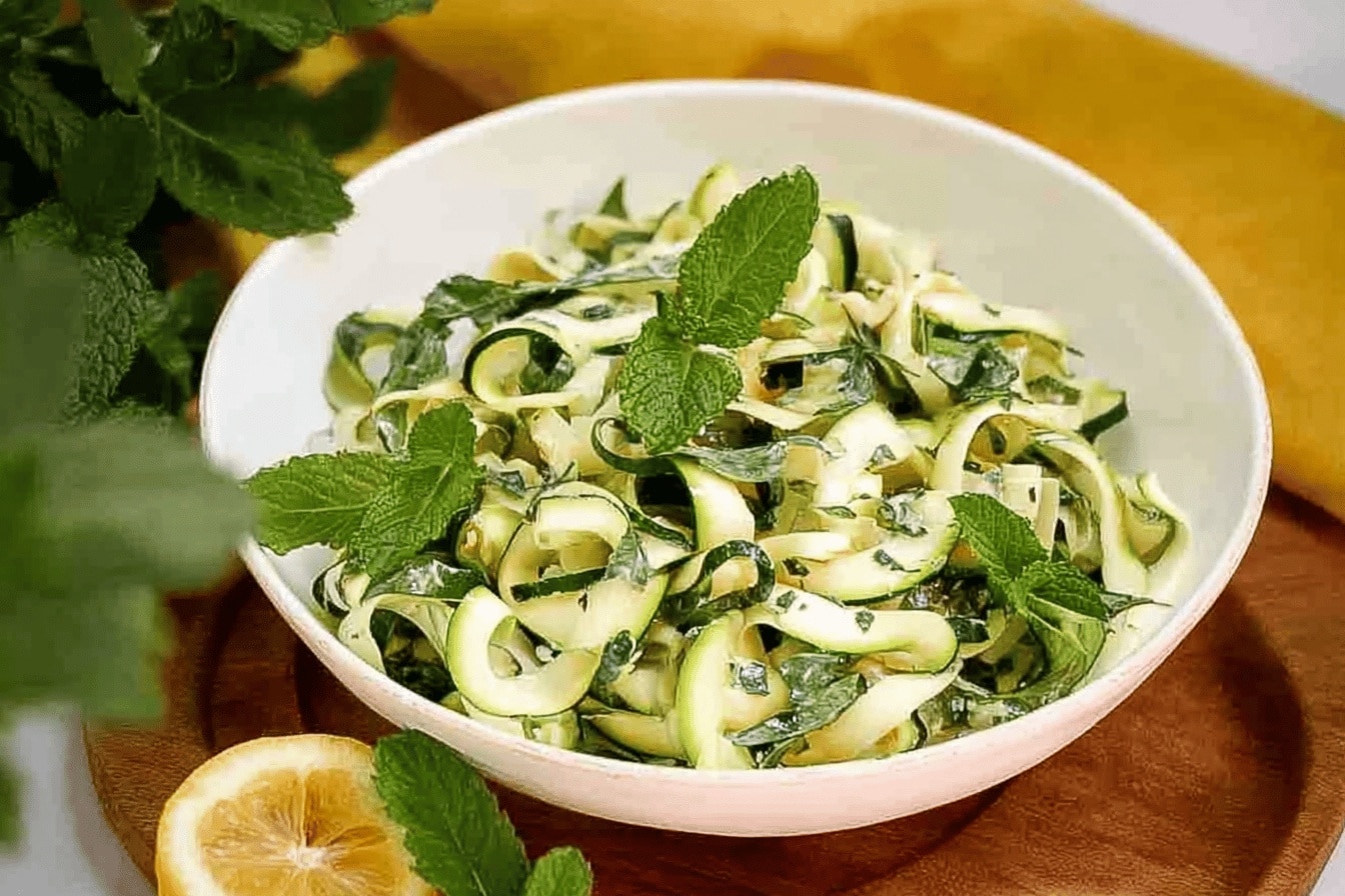 Salade fraicheur de Tagliatelles de Courgette crue à la Menthe