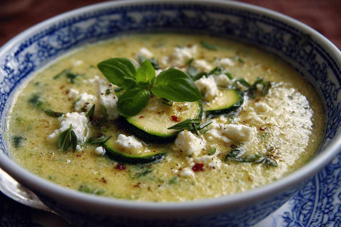 Soupe froide courgette feta : Gaspacho estival parfait