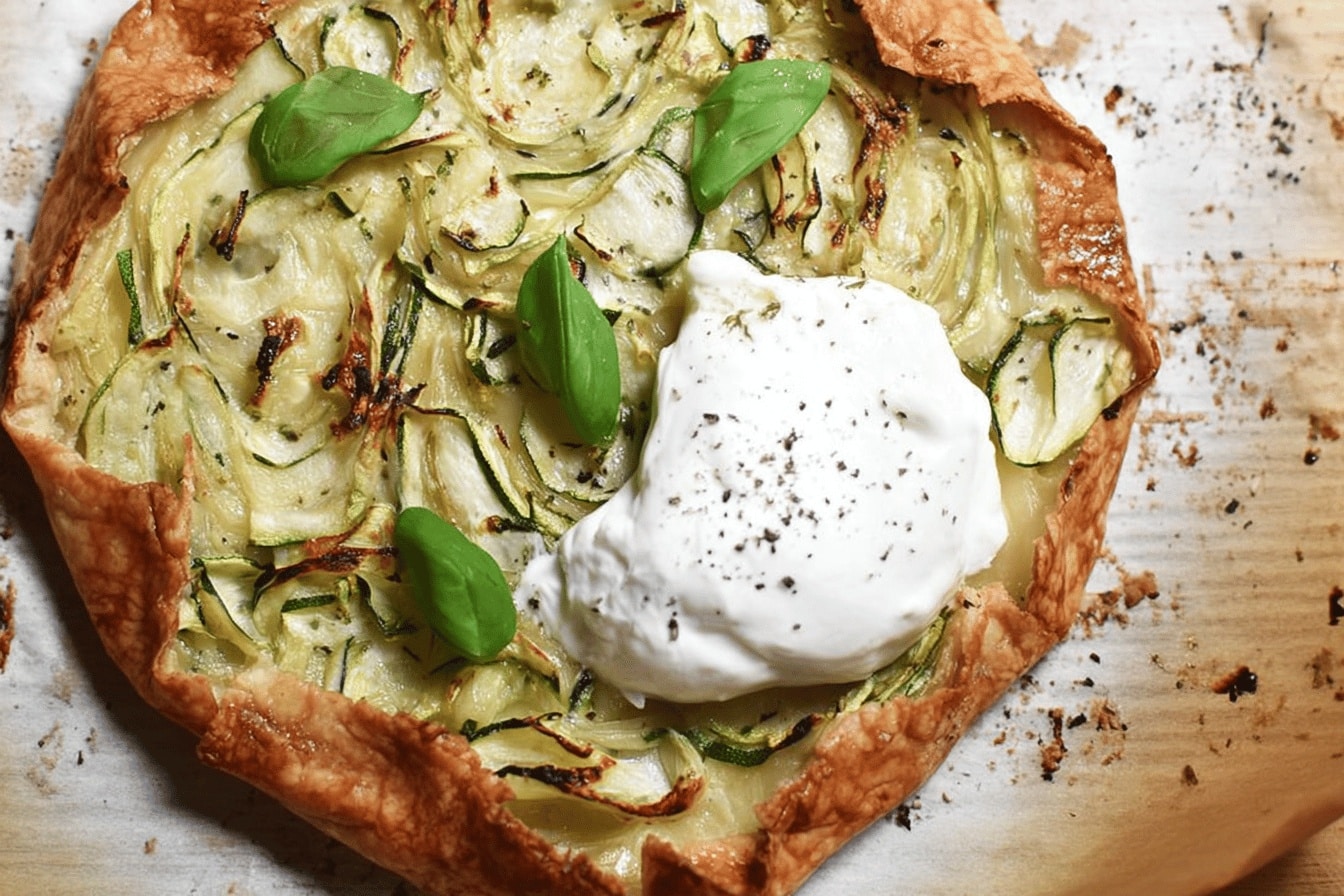 Tarte rustique courgettes pesto burrata parfaite été