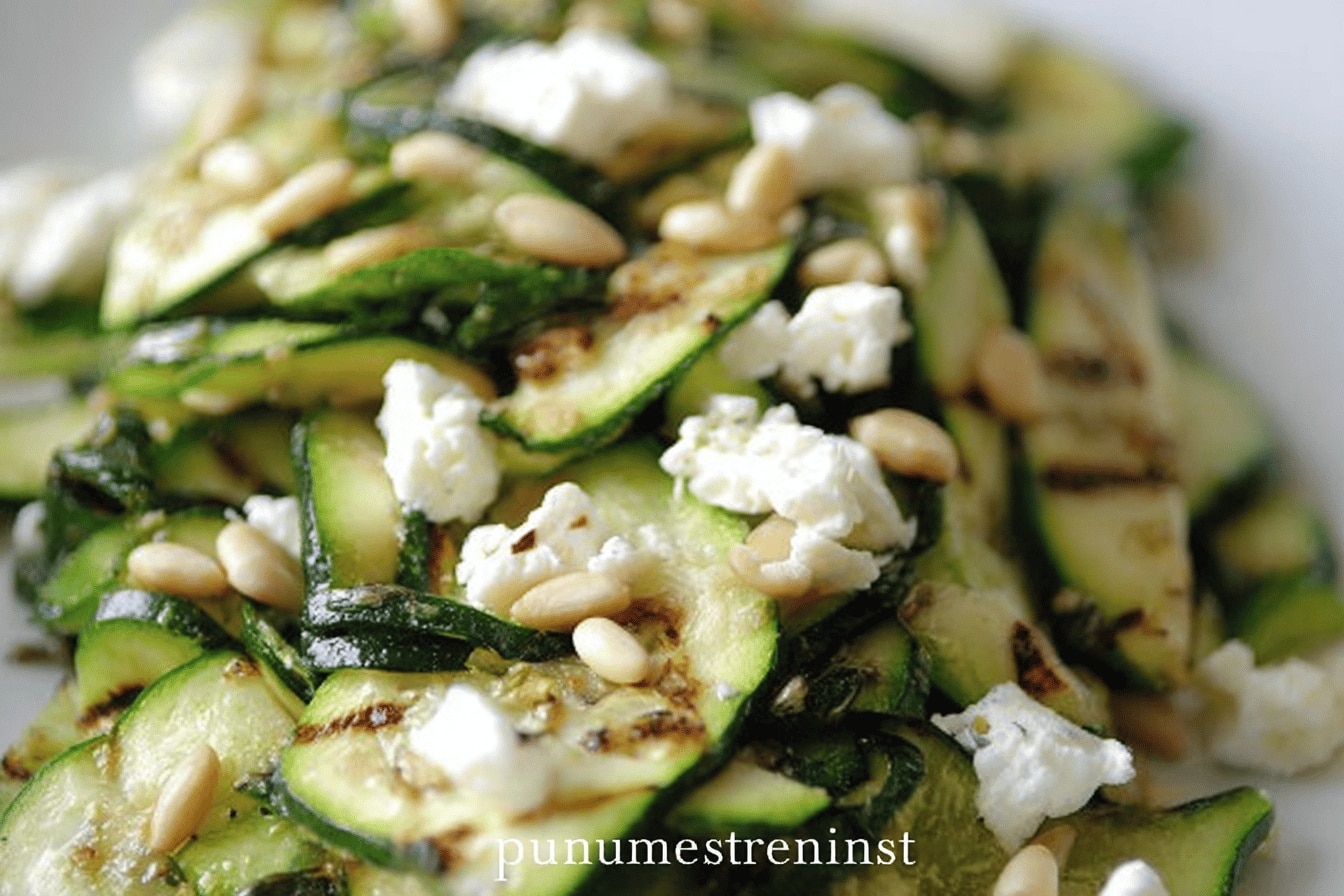 Salade de courgette grillée au chèvre, menthe et pignons – Recette saine et rapide estivale