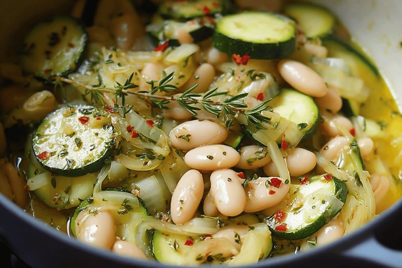 Haricots blancs et courgettes marinées : recette facile, saine et conviviale
