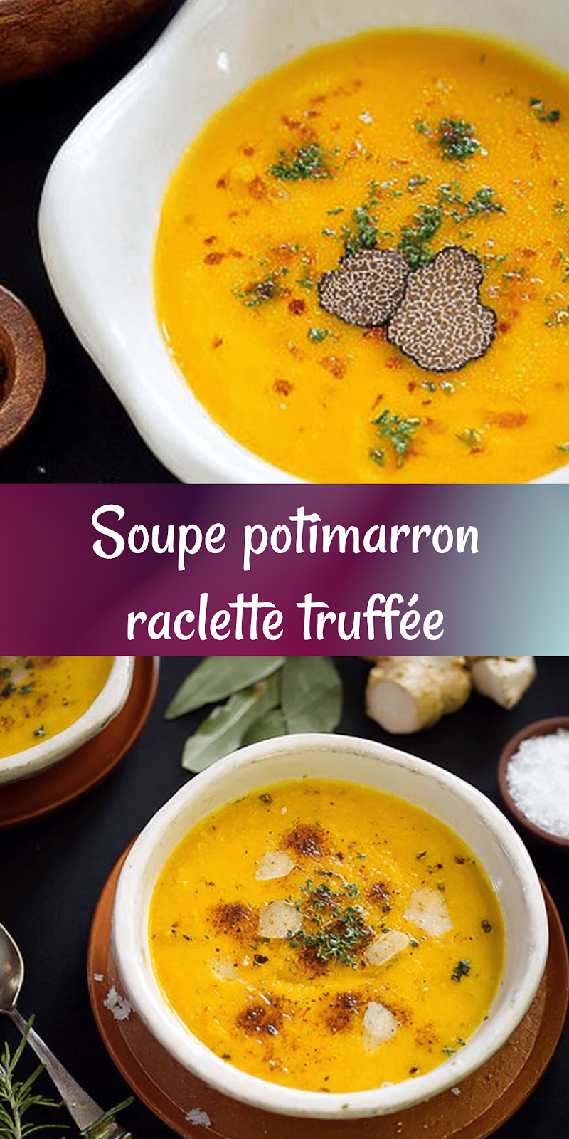 Soupe de potimarron, raclette et truffe – Recette facile, gourmande et réconfortante