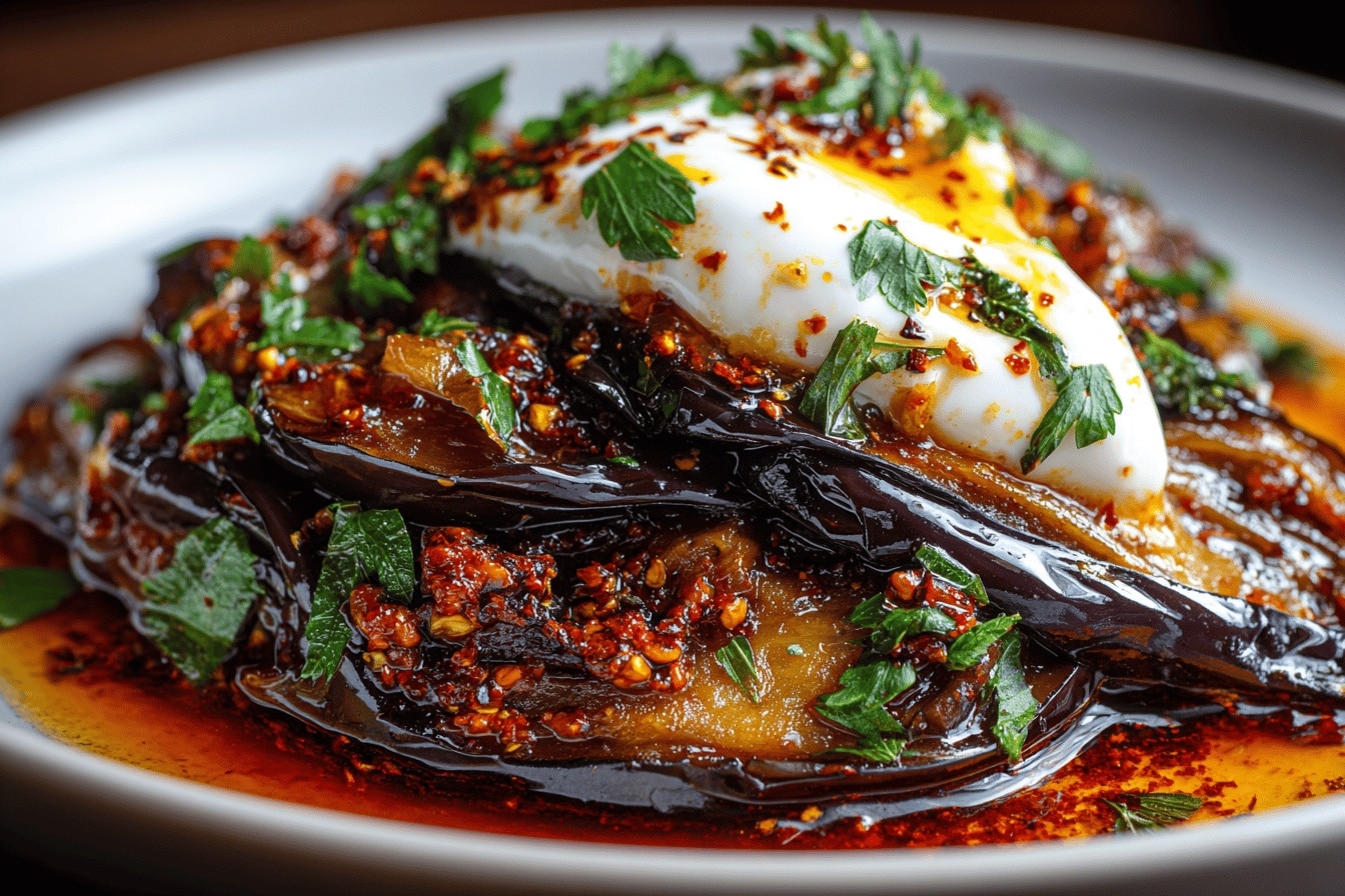 aubergine confite aux epices et yaourt