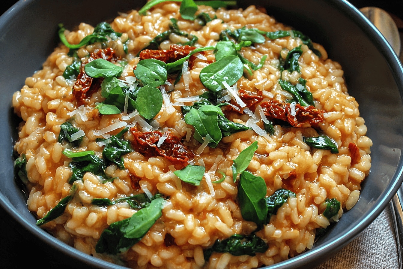 risotto aux tomate séchée et épinard frais