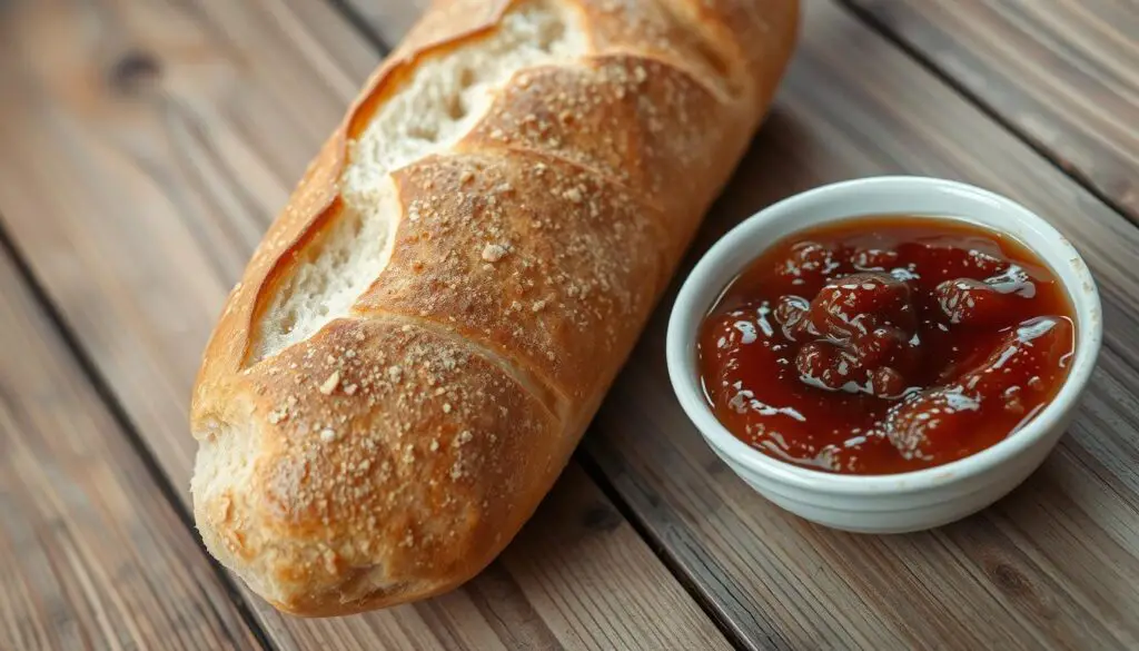 Baguette fraîche avec confiture maison