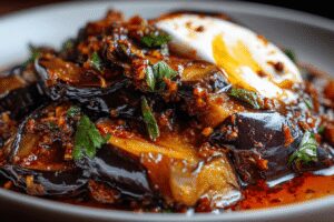 aubergine confite aux epices et yaourt